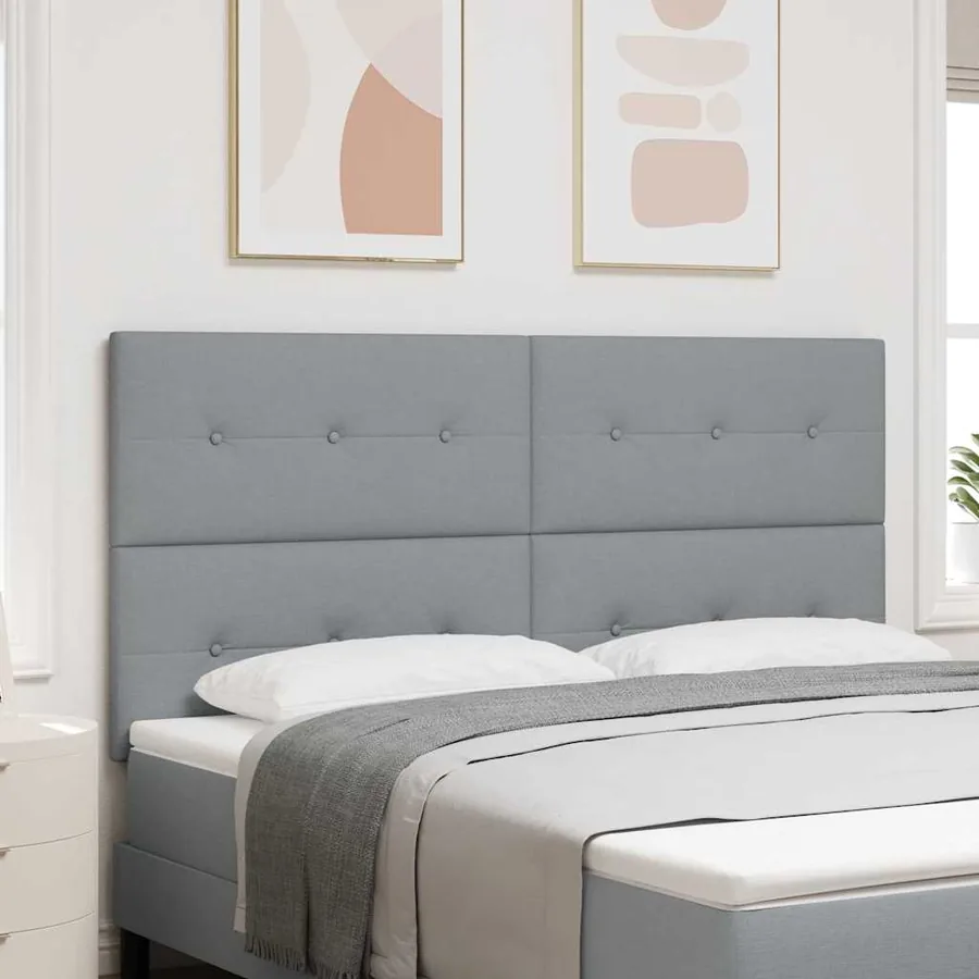 Tête de lit LED avec bandes LED Gris clair 180 cm tissu