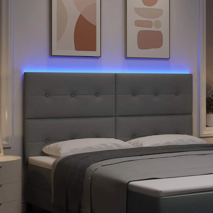 Tête de lit LED avec bandes LED Gris clair 180 cm tissu - 4