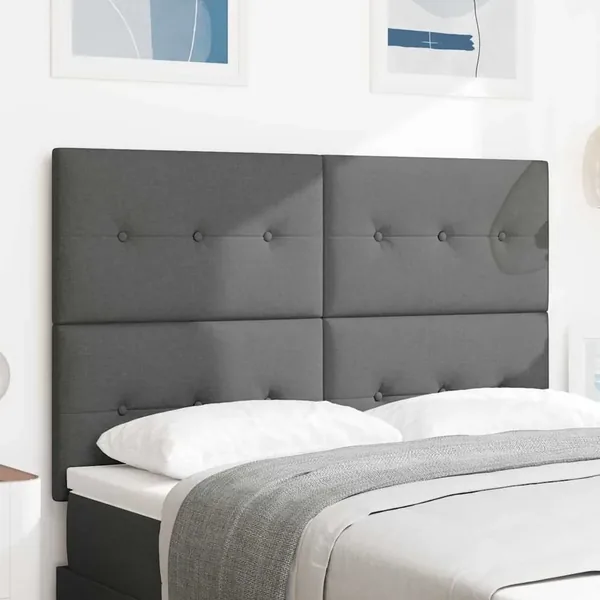 Tête de lit LED avec bandes LED Gris foncé 160 cm tissu
