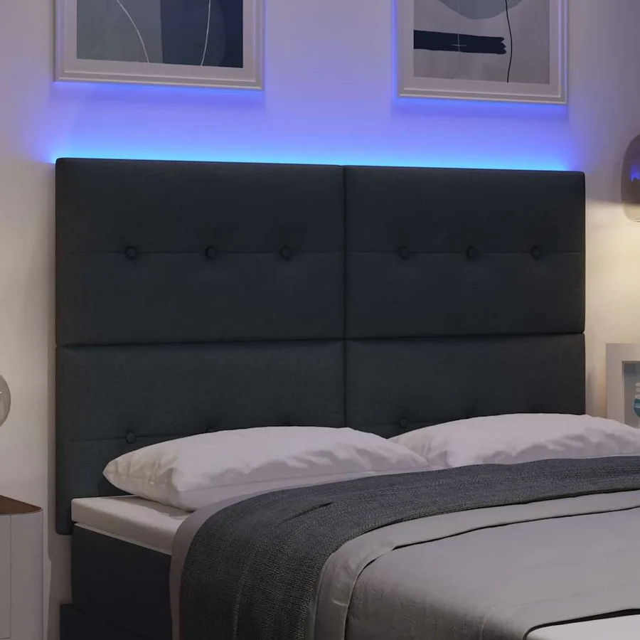 Tête de lit LED avec bandes LED Gris foncé 160 cm tissu - 4