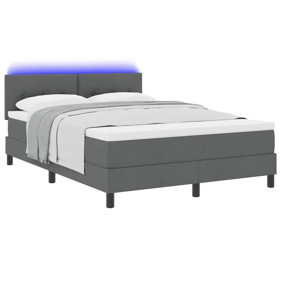Lit à ressorts avec bandes LED Gris foncé 160 x 200 cm tissu - 3