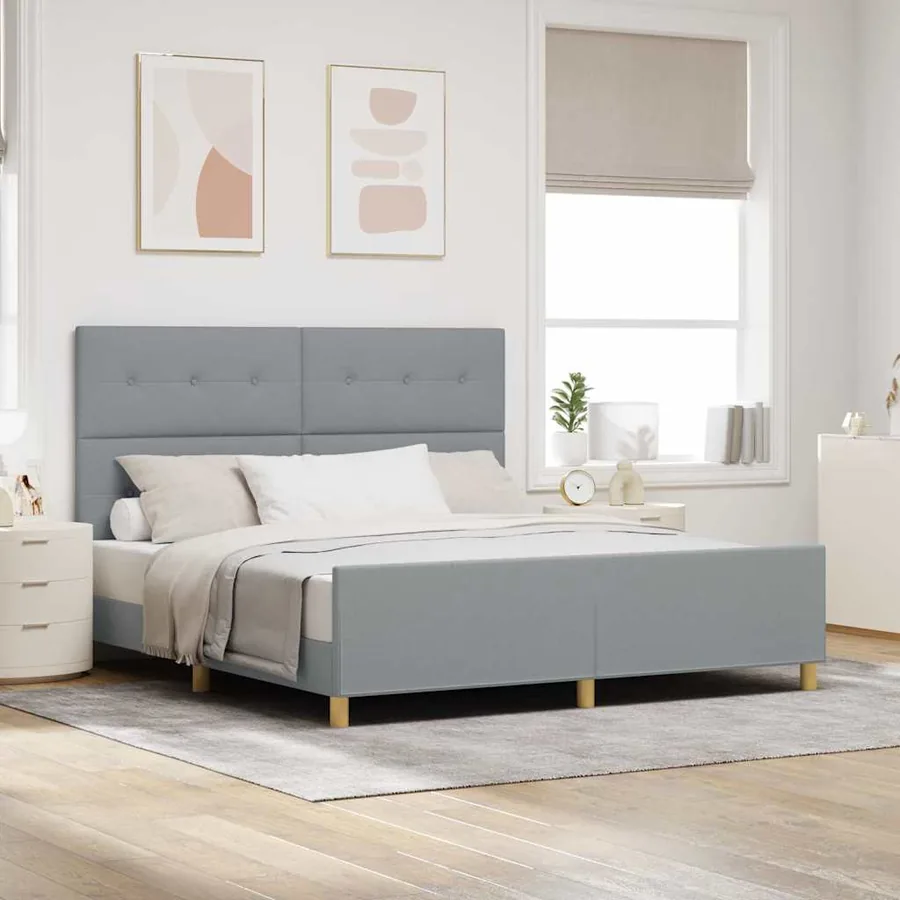 Cadre de lit avec tête de lit Gris clair 180 x 200 cm tissu