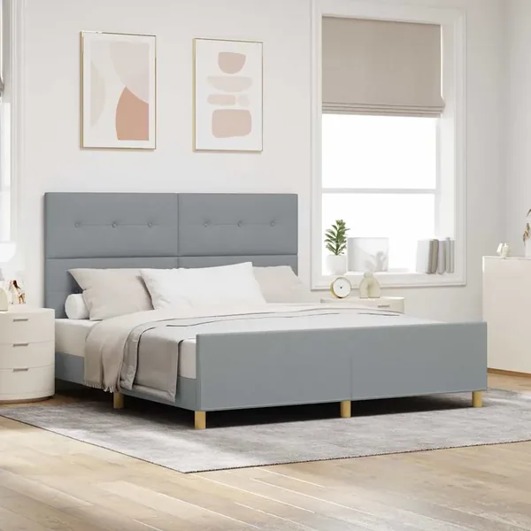 Cadre de lit avec tête de lit Gris clair 180 x 200 cm tissu