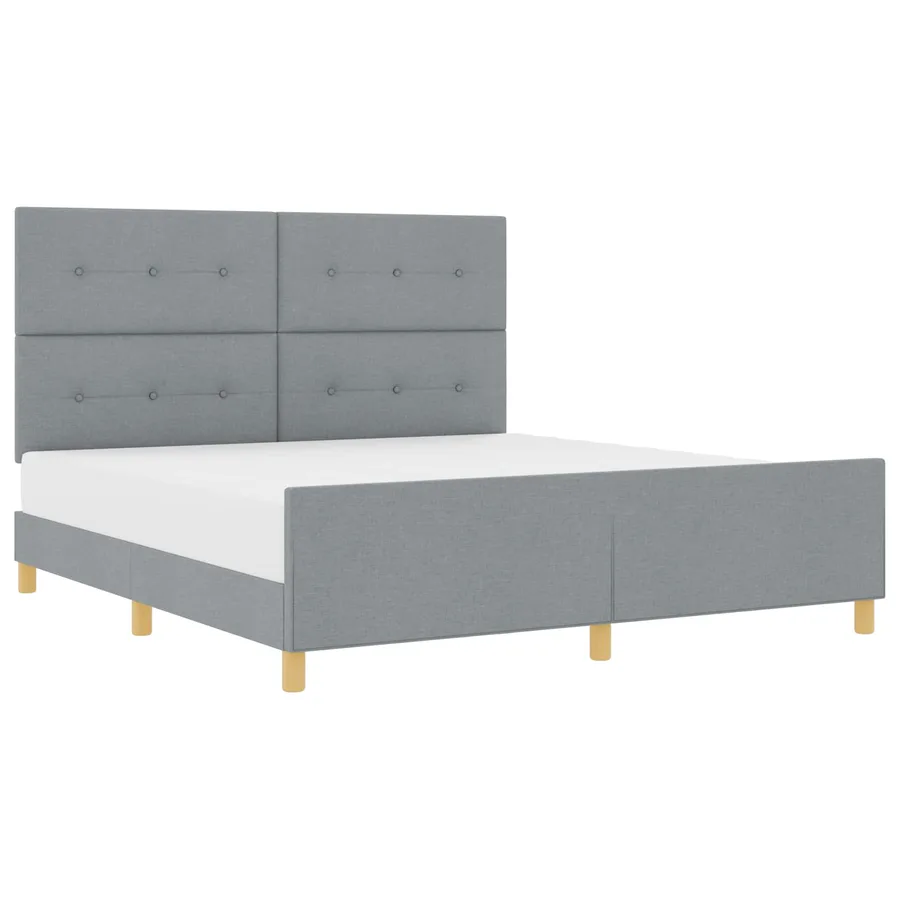 Cadre de lit avec tête de lit Gris clair 180 x 200 cm tissu - 2