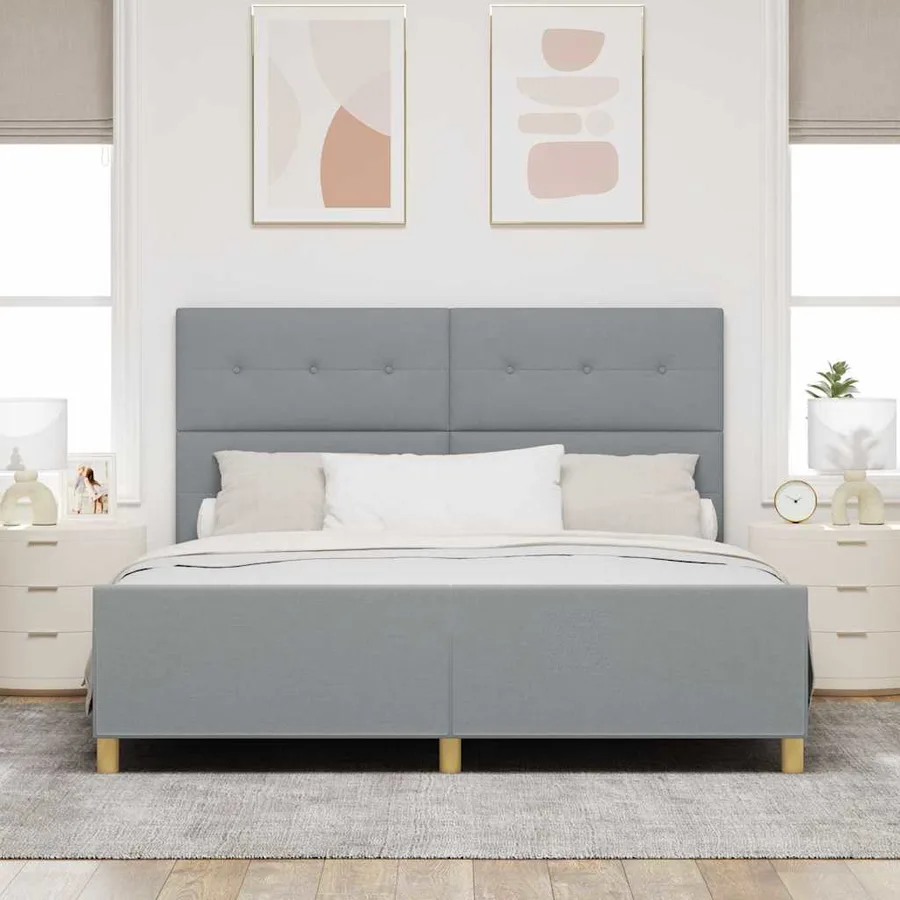 Cadre de lit avec tête de lit Gris clair 180 x 200 cm tissu - 3
