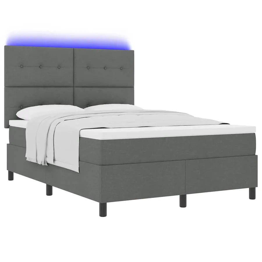 Lit à ressorts avec bandes LED Gris foncé 160 x 200 cm tissu - 3