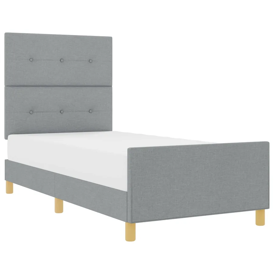 Cadre de lit avec tête de lit Gris clair 90 x 200 cm tissu - 2