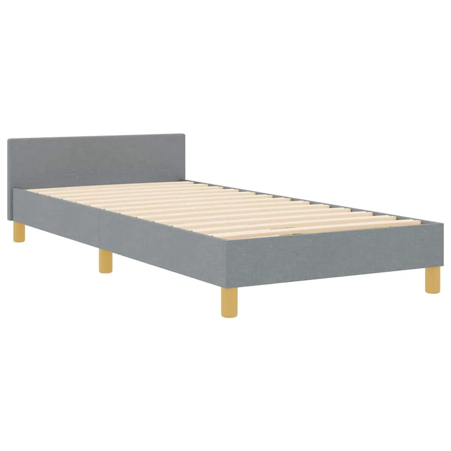 Cadre de lit avec tête de lit Gris clair 90 x 200 cm tissu - 4