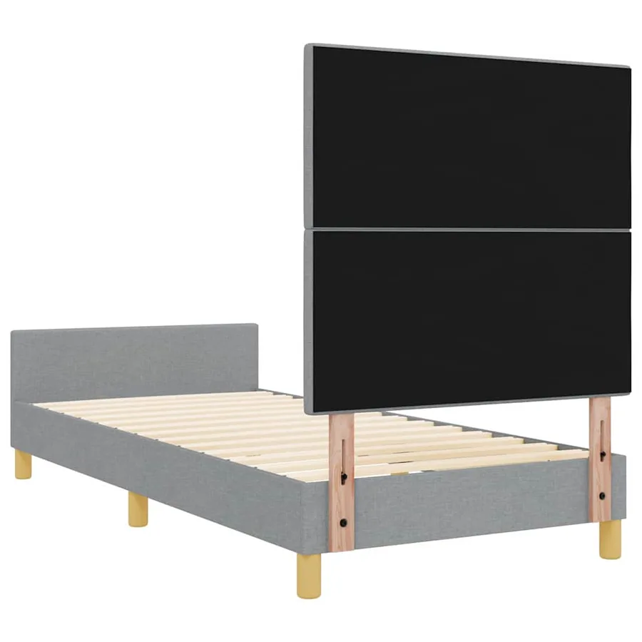 Cadre de lit avec tête de lit Gris clair 90 x 200 cm tissu - 9