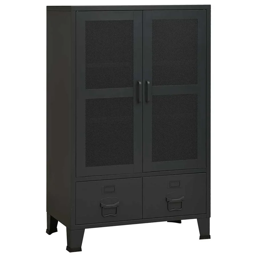 Coffre de rangement industriel Noir 70x40x115 cm Métal - 2