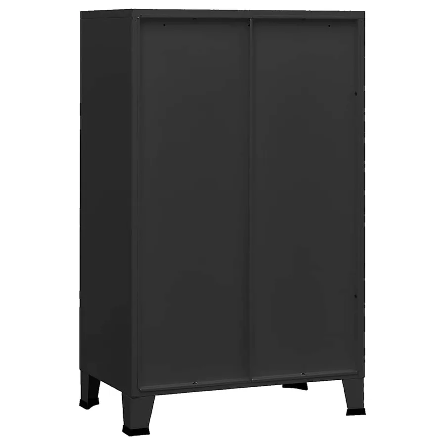 Coffre de rangement industriel Noir 70x40x115 cm Métal - 5
