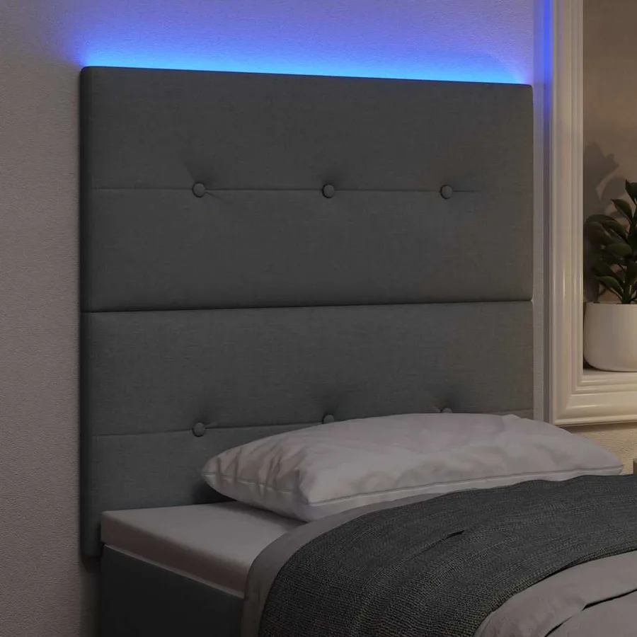 Tête de lit LED avec bandes LED Gris clair 80 cm tissu - 4
