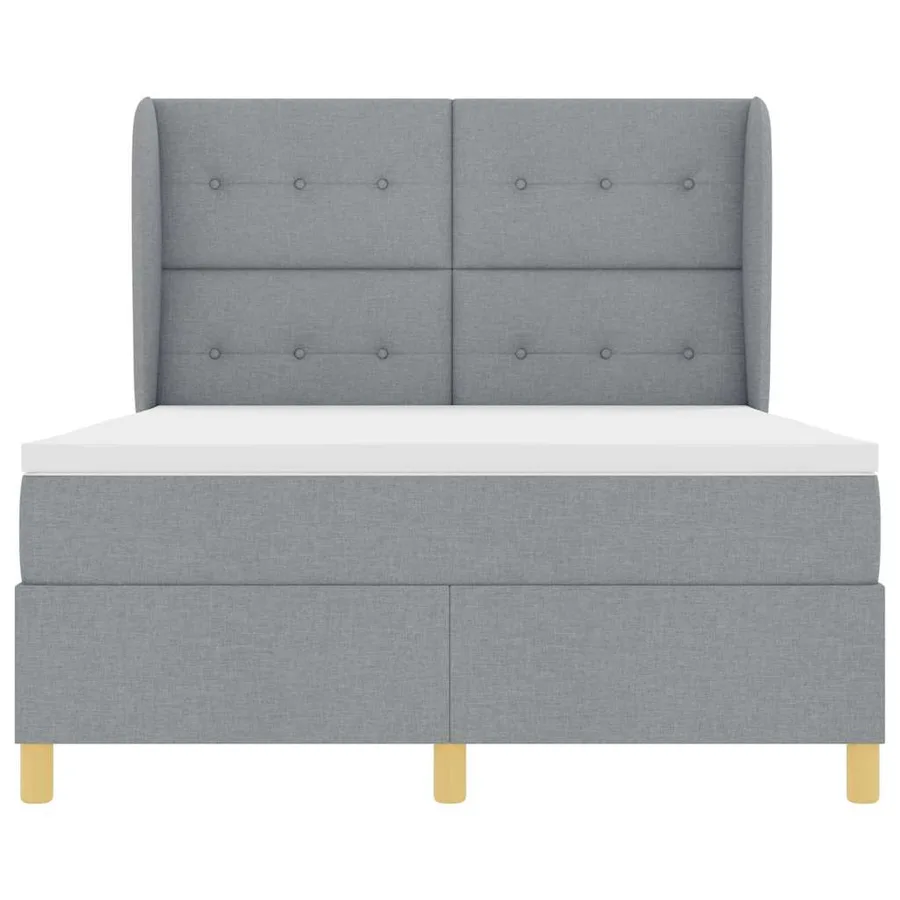 Lit à ressorts avec tête de lit Gris clair 200 x 160 cm tissu - 7
