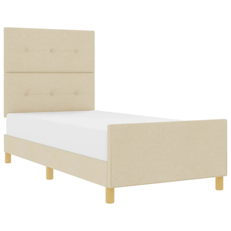 Cadre de lit avec tête de lit Crème 80 x 200 cm tissu - 2