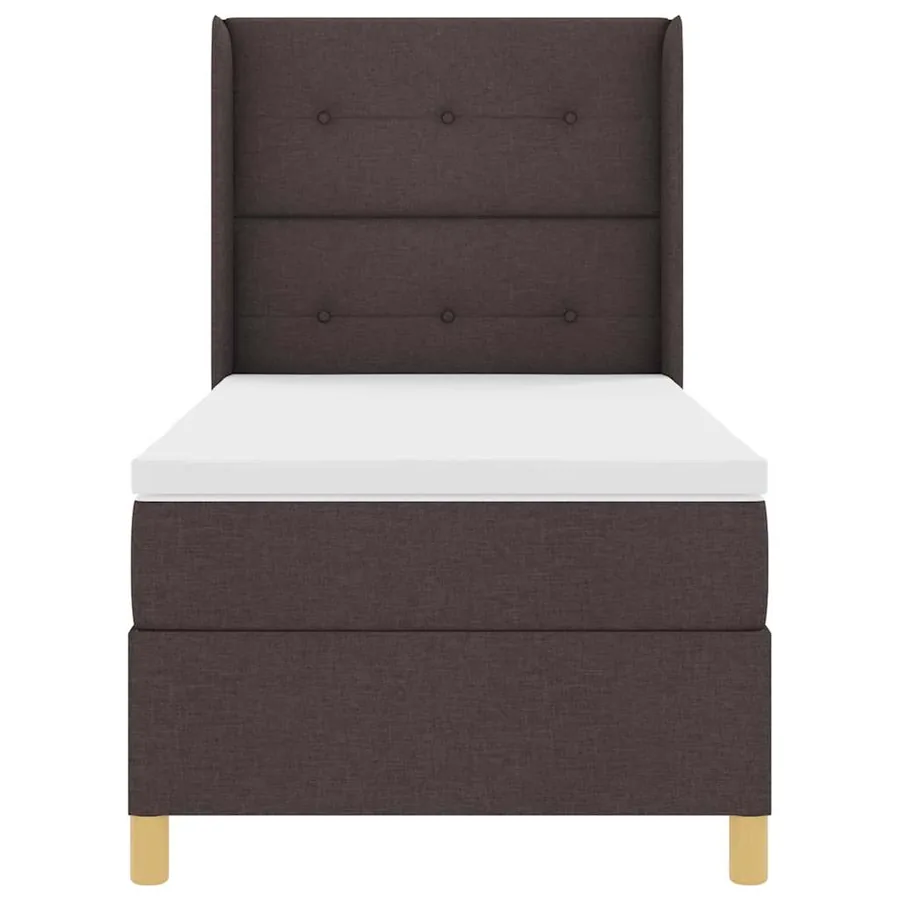 Lit à ressorts avec tête de lit Marron foncé 90 x 200 cm tissu - 6