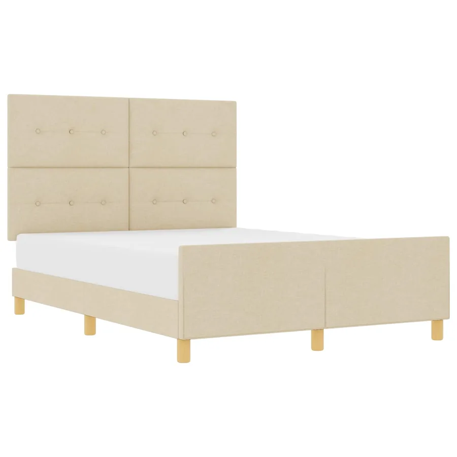 Cadre de lit avec tête de lit Crème 160 x 200 cm tissu - 2