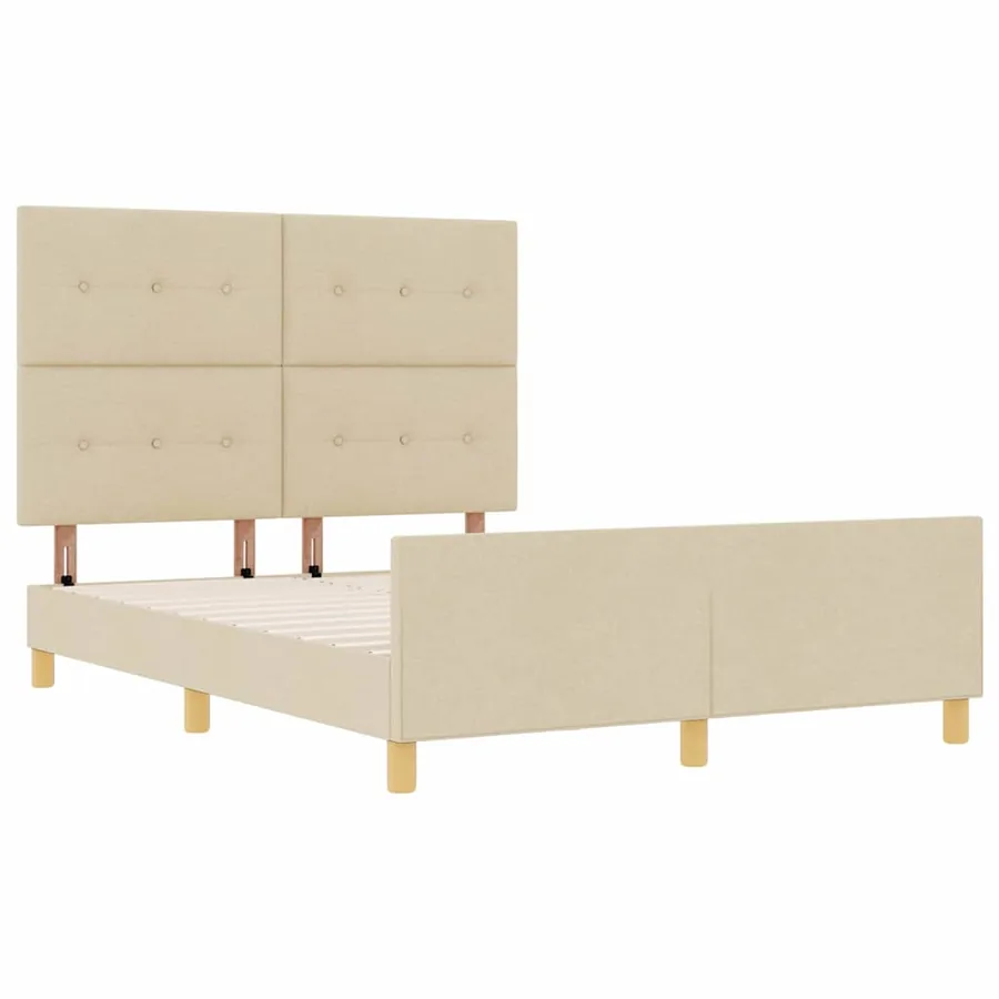 Cadre de lit avec tête de lit Crème 160 x 200 cm tissu - 5