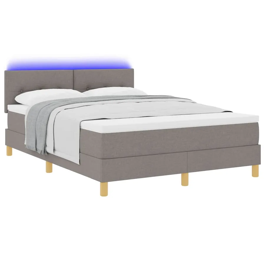 Lit à ressort LED avec bandes LED Taupe 160 x 200 cm tissu - 3