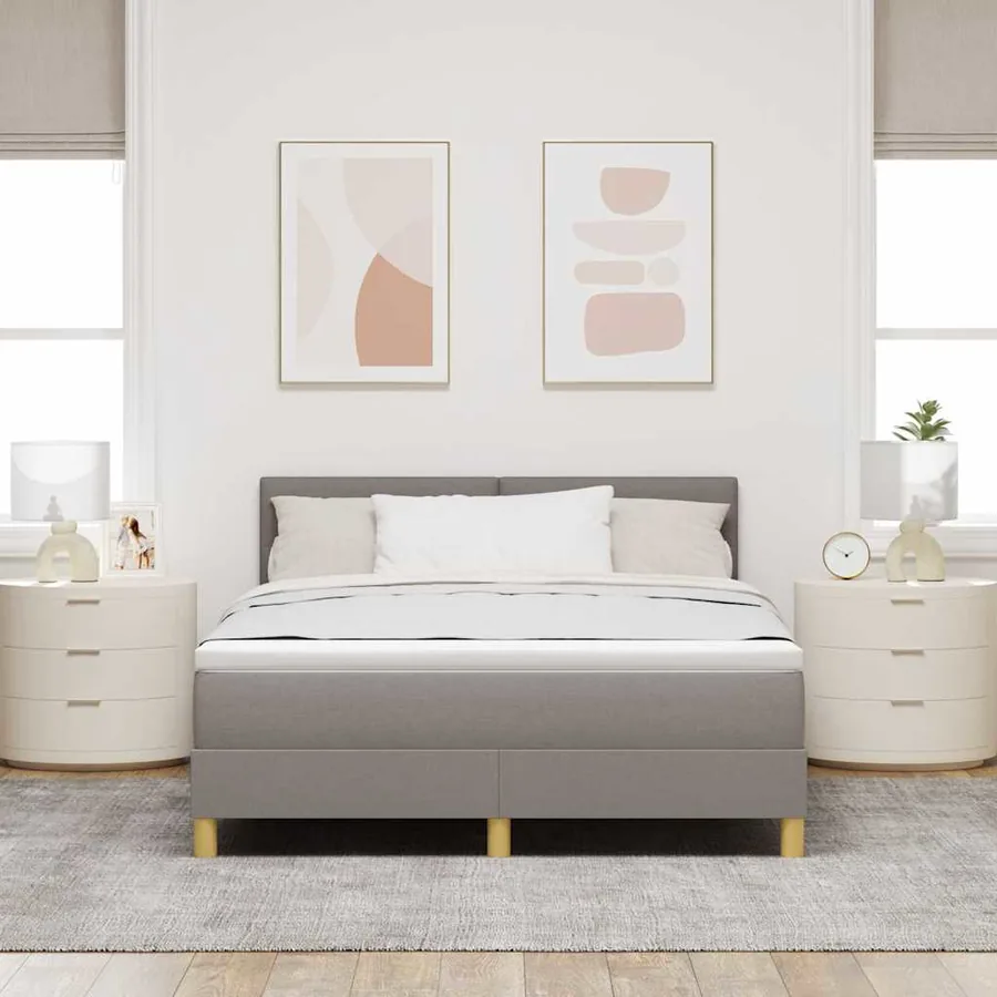 Lit à ressort LED avec bandes LED Taupe 160 x 200 cm tissu - 4