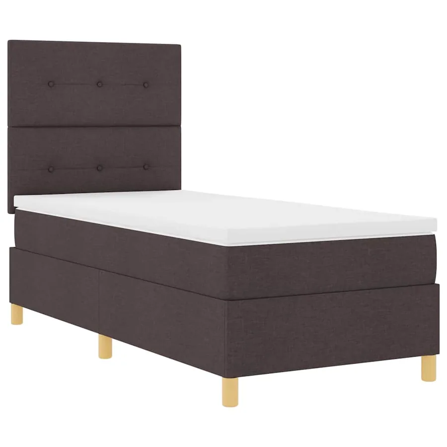 Lit à ressort LED Marron foncé 90 x 200 cm tissu - 6