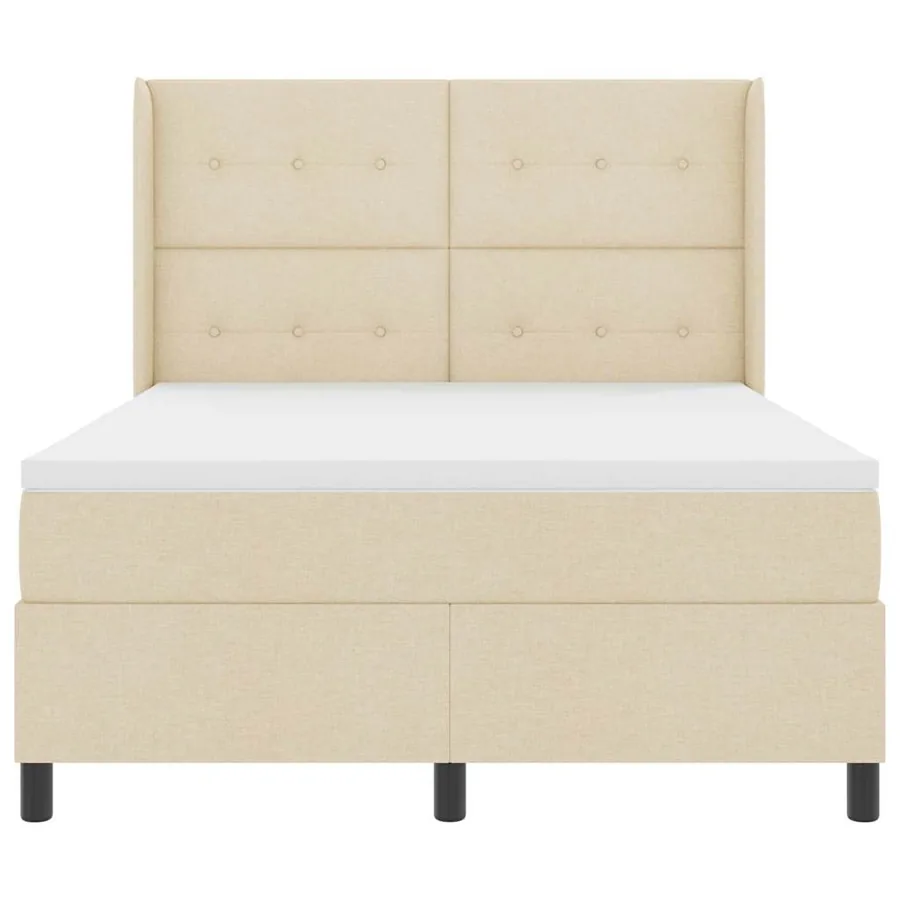 Lit à ressorts avec coussin Crème 200 x 160 cm tissu - 7