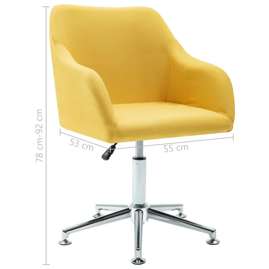 Chaise pivotante à manger jaune tissu - 8