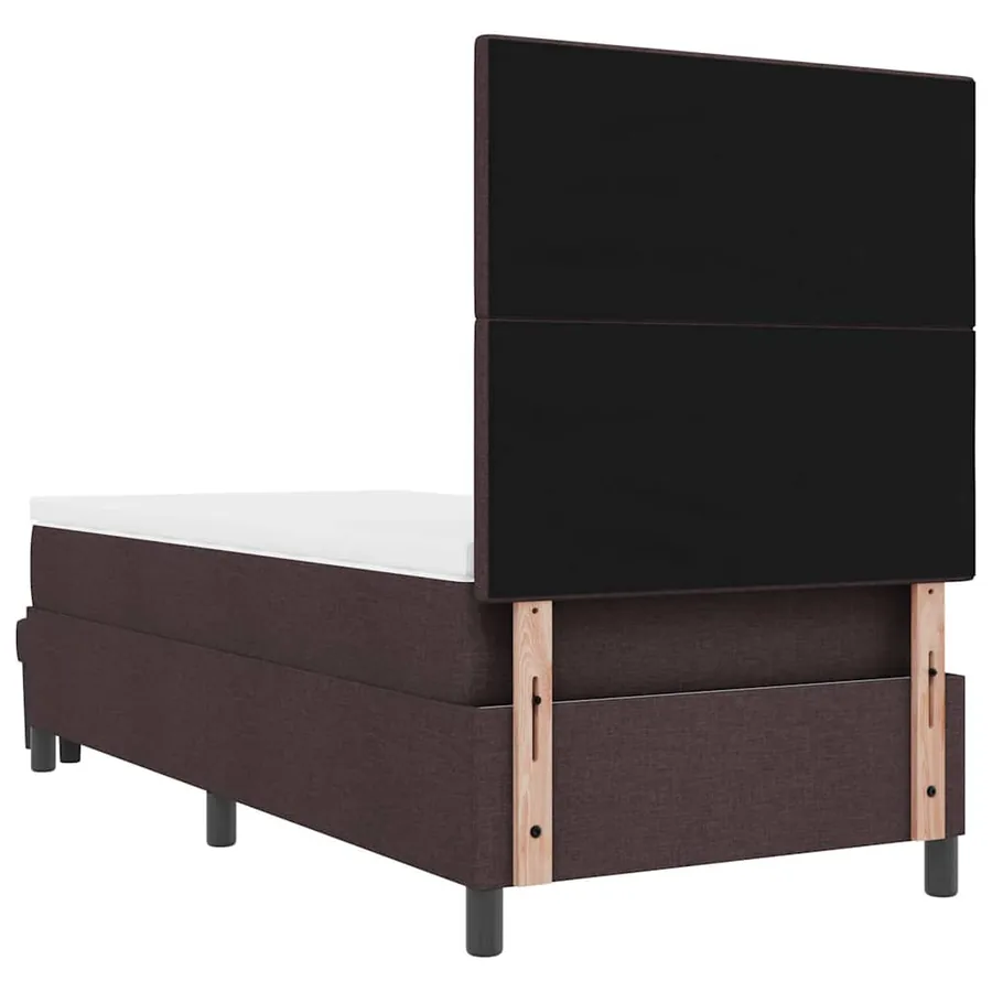 Lit à ressorts avec tête de lit Marron foncé 90 x 200 cm tissu - 10
