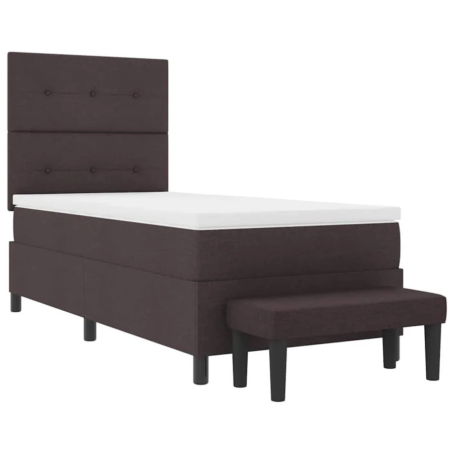 Lit à ressorts avec tête de lit Marron foncé 90 x 200 cm tissu - 7