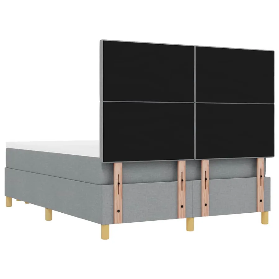 Lit à ressorts avec tête de lit Gris clair 200 x 160 cm tissu - 10