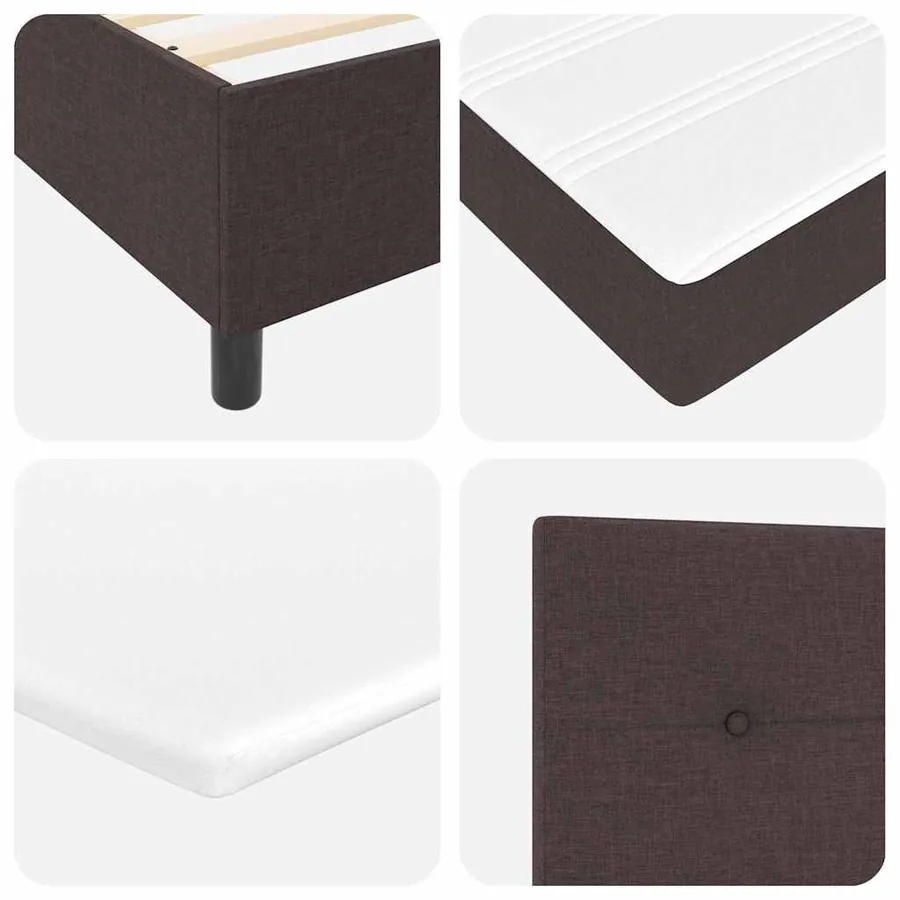 Lit à ressort LED Marron foncé 90 x 200 cm tissu - 11