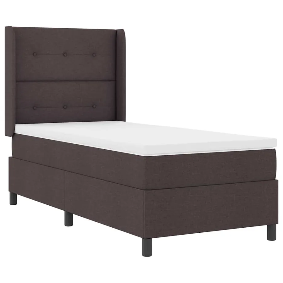 Lit à ressort LED Marron foncé 90 x 200 cm tissu - 2