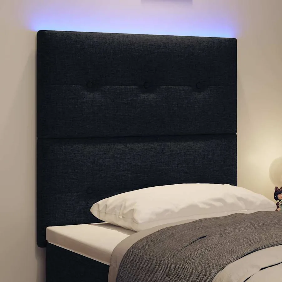 Tête de lit LED avec bandes LED Noir 90 cm tissu - 4