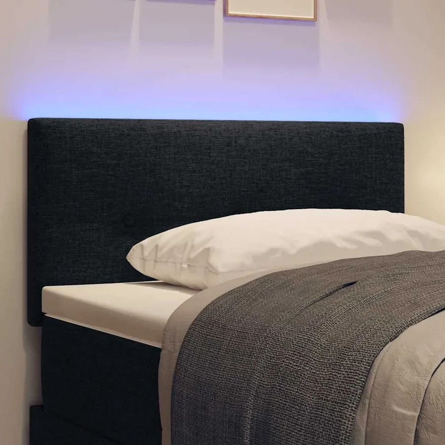 Tête de lit LED avec bandes LED Noir 100 cm tissu - 4