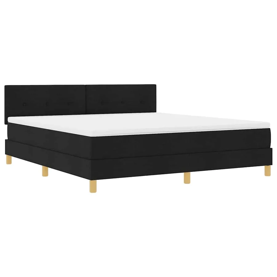 Lit à ressorts avec coussin Noir 180 x 200 cm tissu - 4