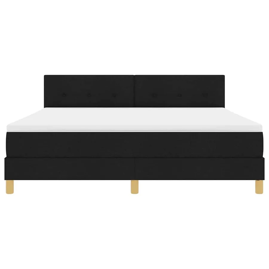 Lit à ressorts avec coussin Noir 180 x 200 cm tissu - 7
