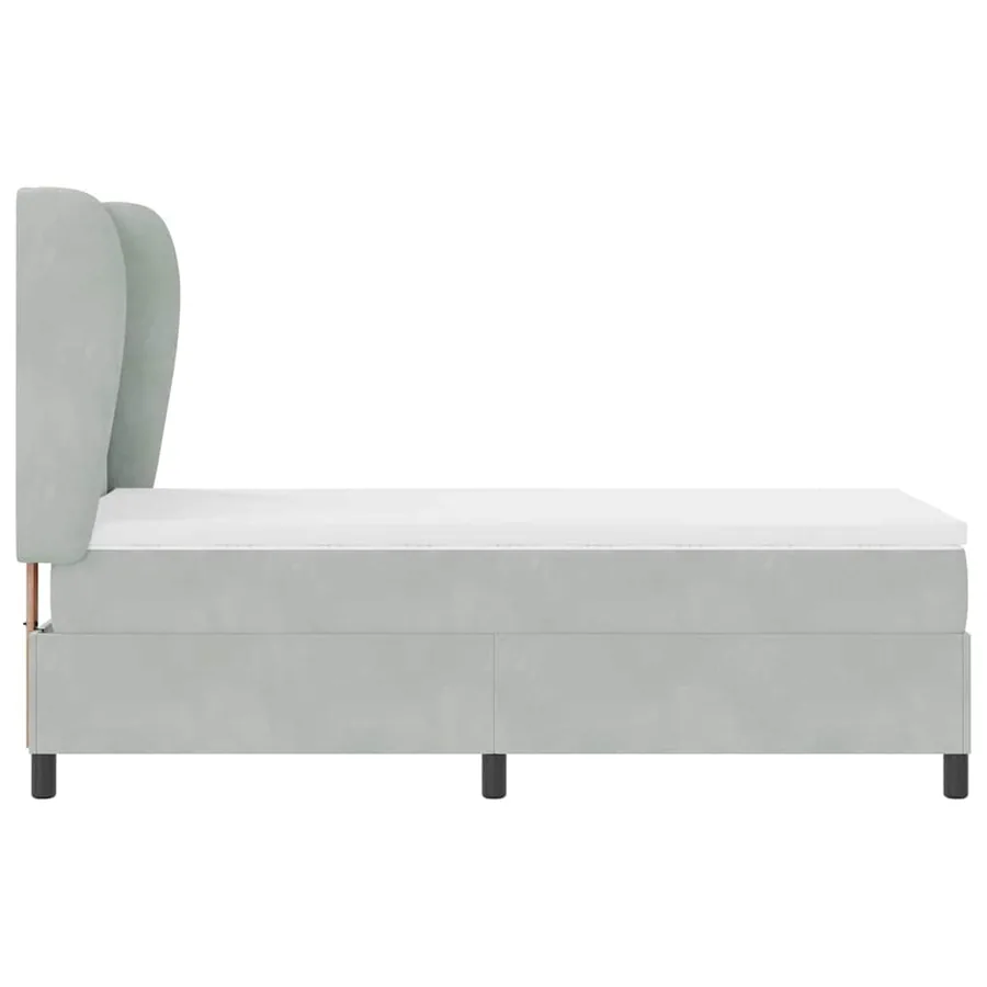 Lit à ressorts avec tête de lit Gris clair 200 x 100 cm Velours - 7