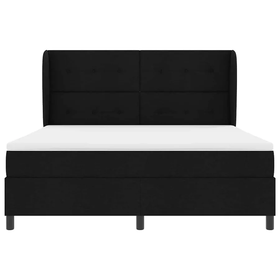 Lit à ressorts avec tête de lit Noir 180 x 200 cm tissu - 7