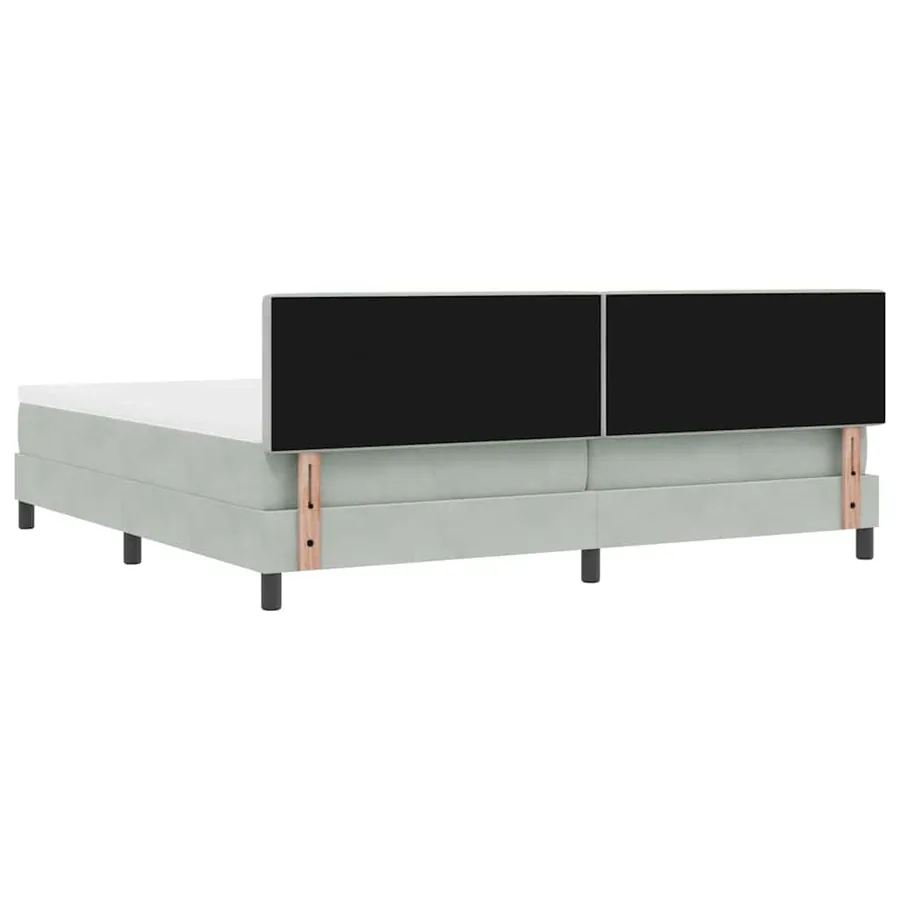 Lit à ressort LED Gris clair 200 x 200 cm Velours - 10