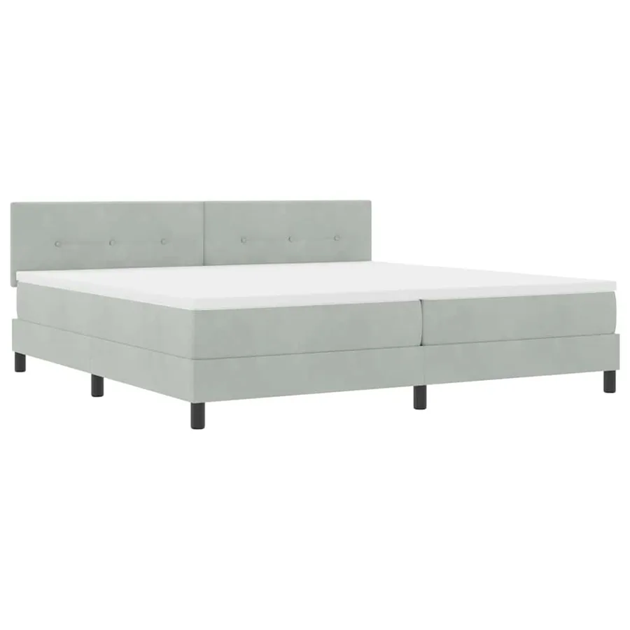 Lit à ressort LED Gris clair 200 x 200 cm Velours - 2