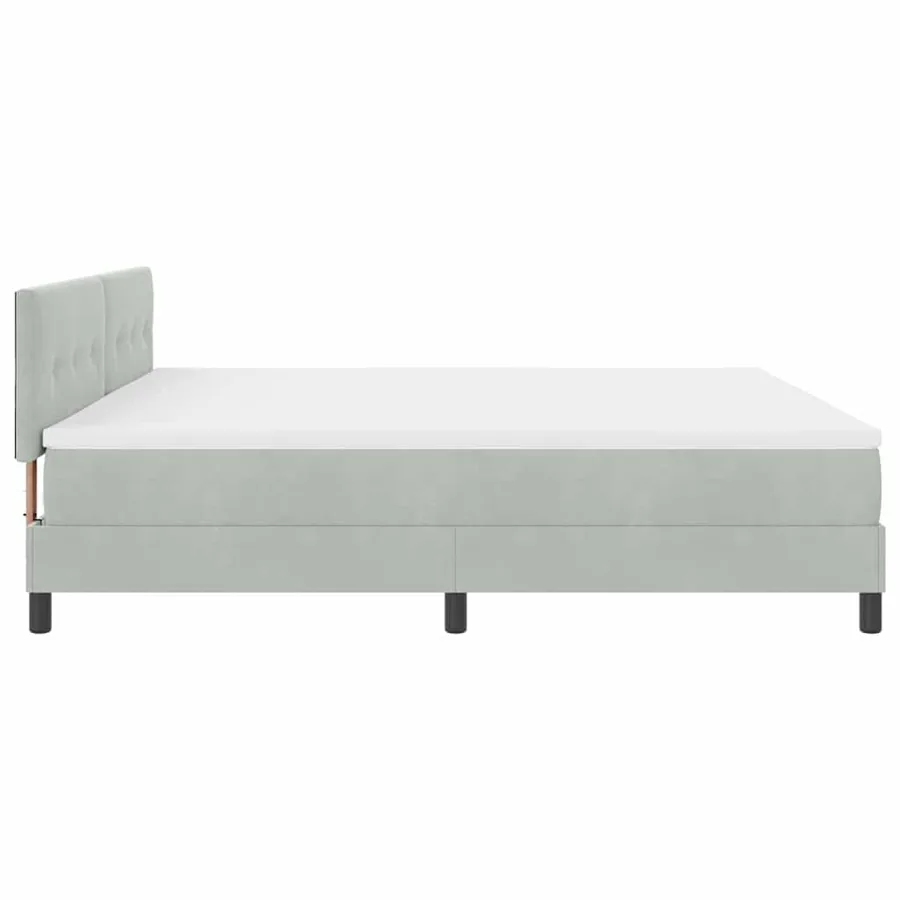 Lit à ressort LED Gris clair 200 x 200 cm Velours - 9