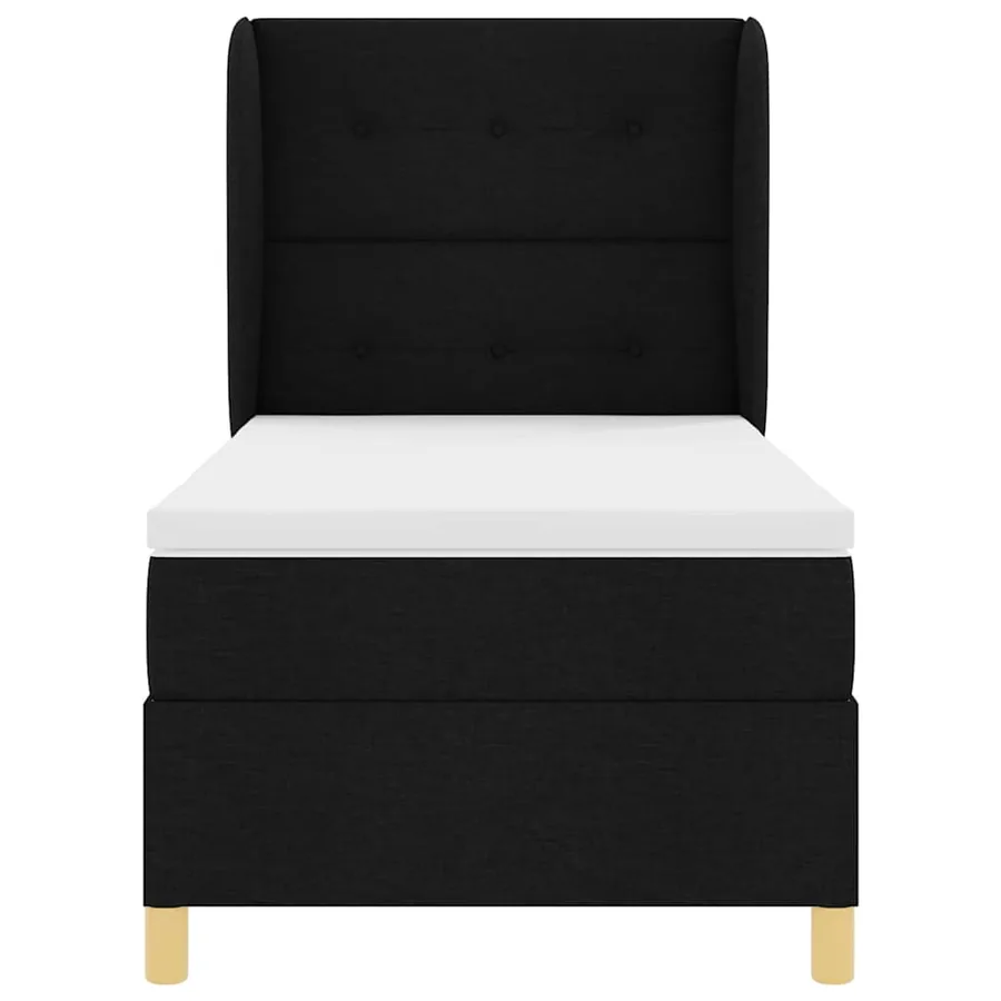 Lit à ressorts avec tête de lit Noir 200 x 90 cm tissu - 7