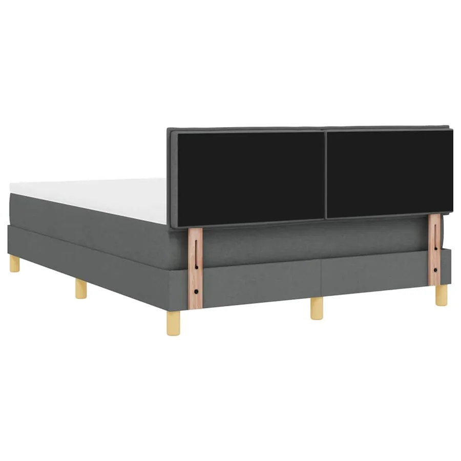 Lit à ressort LED avec coussin Gris foncé 140 x 190 cm tissu - 8