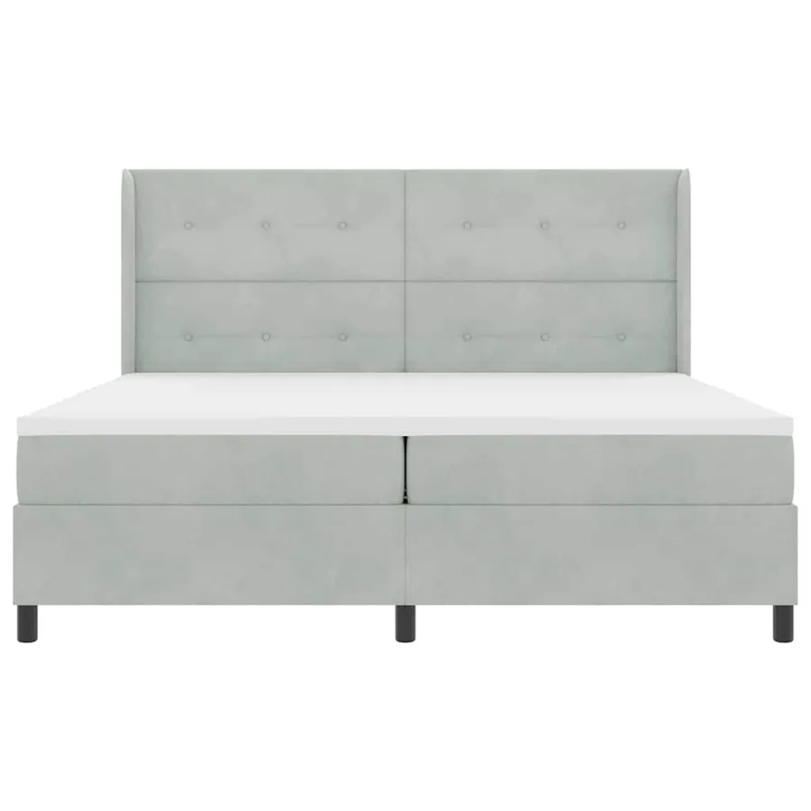Lit à ressorts avec bandes LED Gris clair 200 x 200 cm Velours - 7