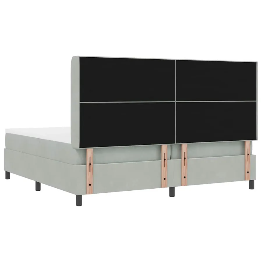 Lit à ressorts avec bandes LED Gris clair 200 x 200 cm Velours - 9
