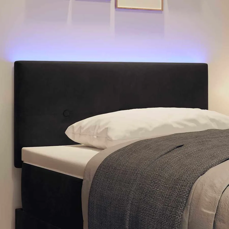 Tête de lit LED avec bandes LED Noir 100 cm Velours - 4