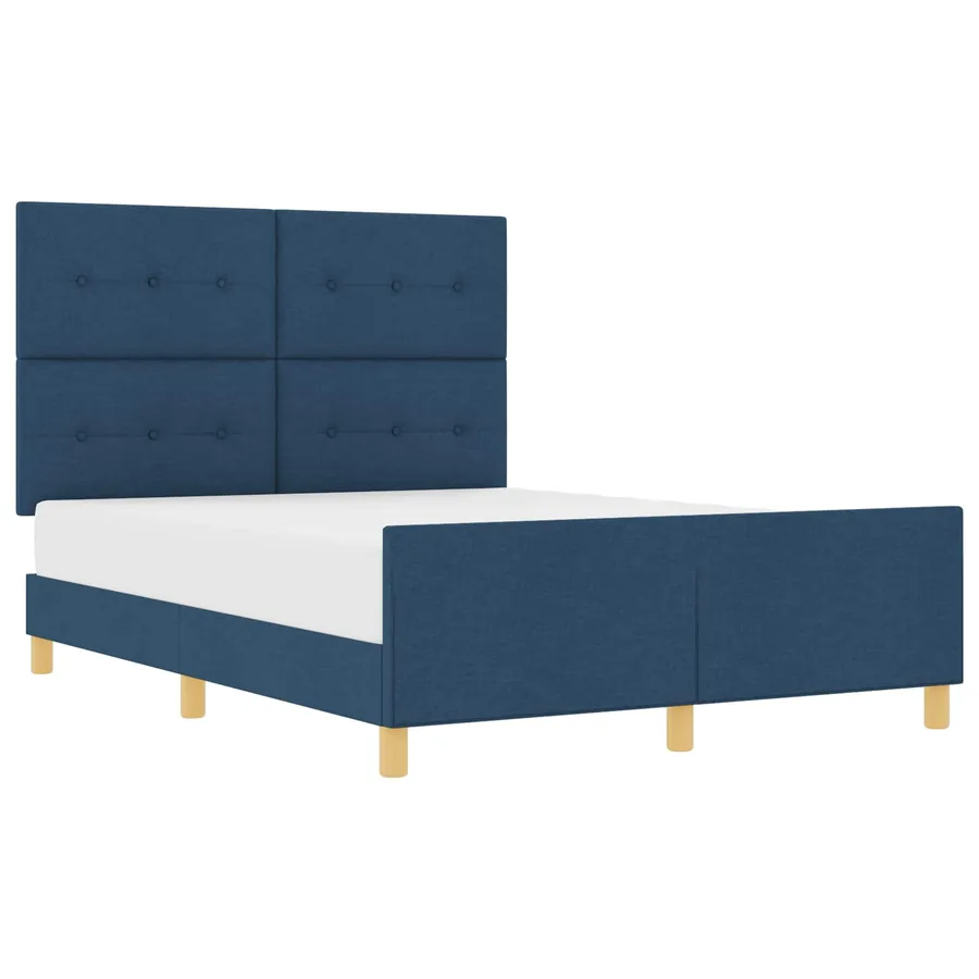 Cadre de lit avec tête de lit Bleu 140 x 190 cm tissu - 2