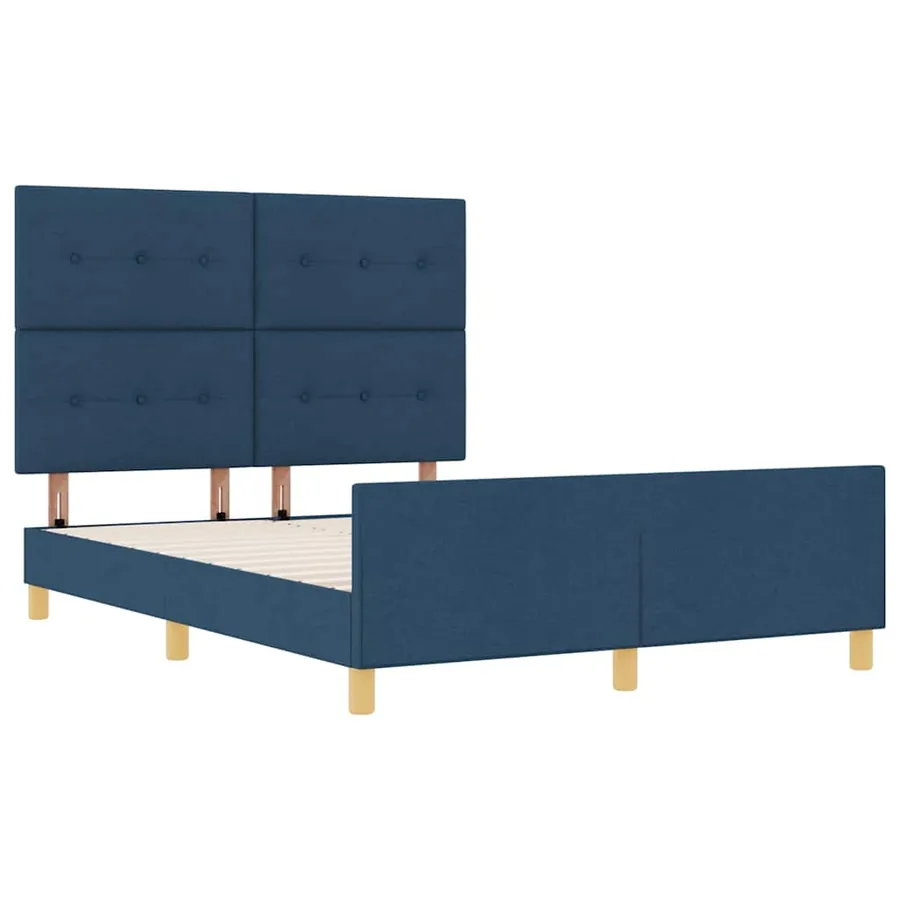 Cadre de lit avec tête de lit Bleu 140 x 190 cm tissu - 5