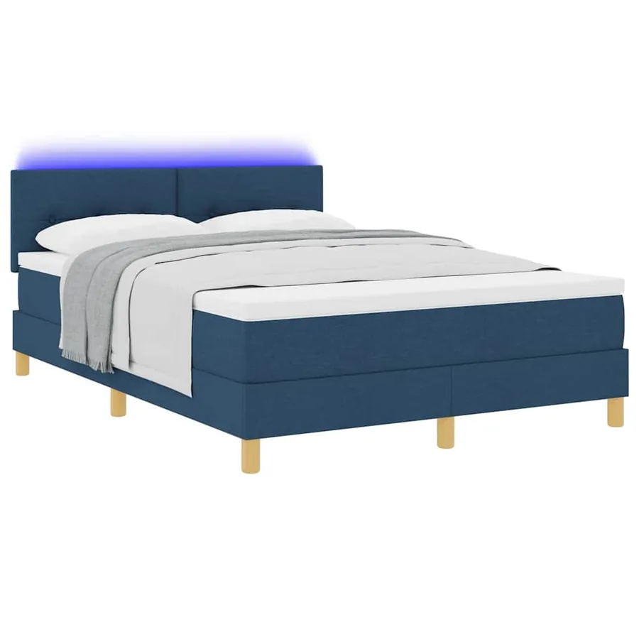 Lit à ressort LED avec bandes LED Bleu 140 x 190 cm tissu - 3