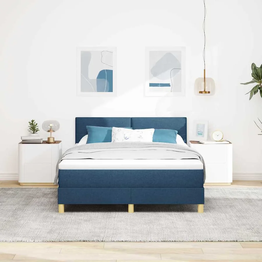 Lit à ressort LED avec bandes LED Bleu 140 x 190 cm tissu - 4