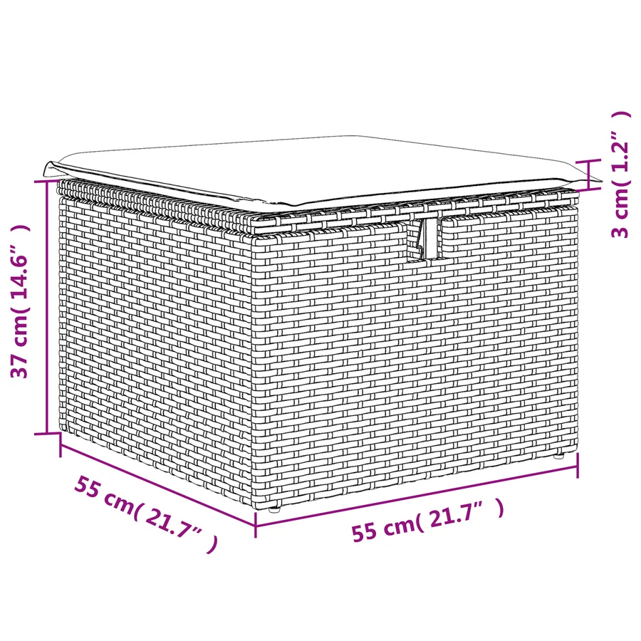Tabouret de Jardin Marron 55 x 55 x 37 cm polyrotin - 11
